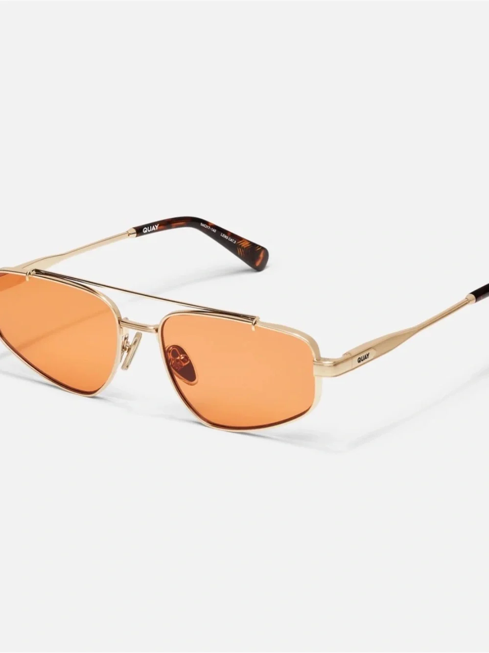 Quay Australia Gold Frame Orange Lens Women's Sunglasses